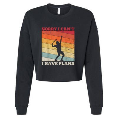 Tennis Sunset Sorry I Cant I Have Plans Distressed Cropped Pullover Crew