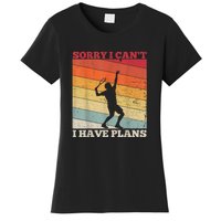 Tennis Sunset Sorry I Cant I Have Plans Distressed Women's T-Shirt