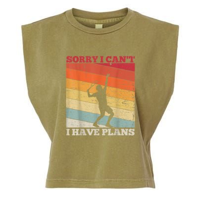 Tennis Sunset Sorry I Cant I Have Plans Distressed Garment-Dyed Women's Muscle Tee