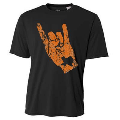 Texas State Silhouette Hook Em Hands Texan Pride Cooling Performance Crew T-Shirt