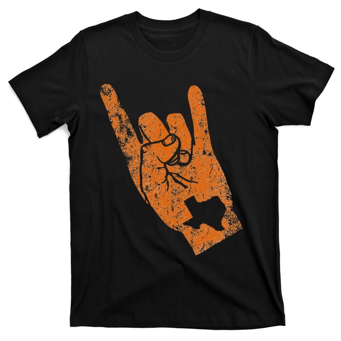 Texas State Silhouette Hook Em Hands Texan Pride T-Shirt