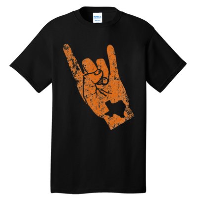 Texas State Silhouette Hook Em Hands Texan Pride Tall T-Shirt