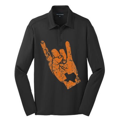 Texas State Silhouette Hook Em Hands Texan Pride Silk Touch Performance Long Sleeve Polo