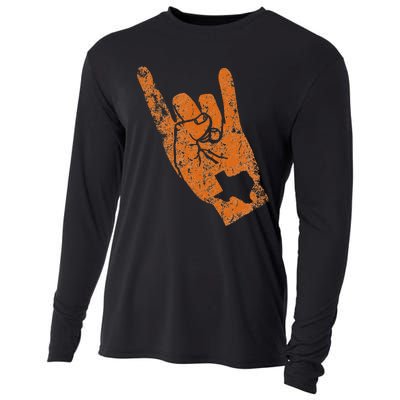 Texas State Silhouette Hook Em Hands Texan Pride Cooling Performance Long Sleeve Crew