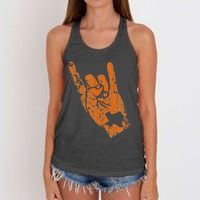 Texas State Silhouette Hook Em Hands Texan Pride Women's Knotted Racerback Tank