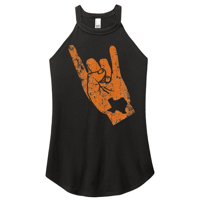 Texas State Silhouette Hook Em Hands Texan Pride Women’s Perfect Tri Rocker Tank