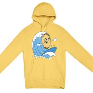 Taco Surfer Surfing Funny Premium Pullover Hoodie