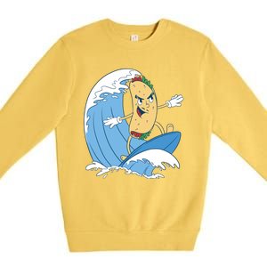 Taco Surfer Surfing Funny Premium Crewneck Sweatshirt