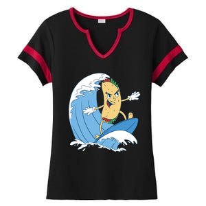 Taco Surfer Surfing Funny Ladies Halftime Notch Neck Tee