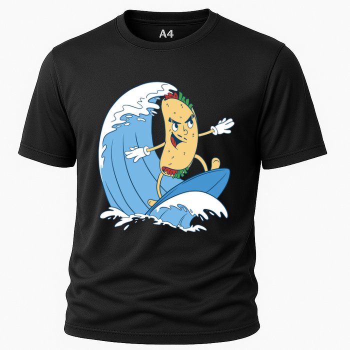 Taco Surfer Surfing Funny Cooling Performance Crew T-Shirt