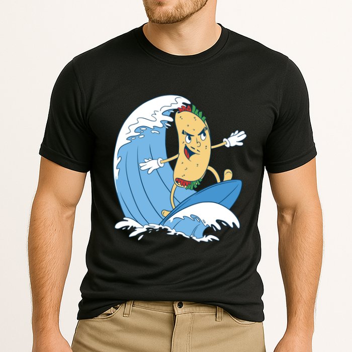 Taco Surfer Surfing Funny Cooling Performance Crew T-Shirt
