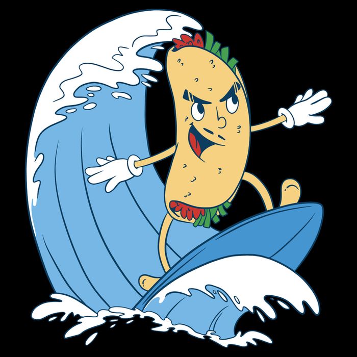 Taco Surfer Surfing Funny Flatbill Hat