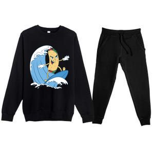 Taco Surfer Surfing Funny Premium Crewneck Sweatsuit Set