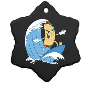 Taco Surfer Surfing Funny Ceramic Star Ornament