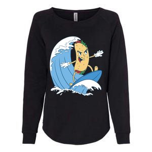 Taco Surfer Surfing Funny Womens California Wash Sweatshirt