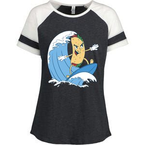 Taco Surfer Surfing Funny Enza Ladies Jersey Colorblock Tee