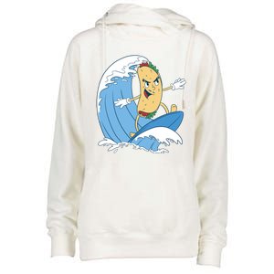 Taco Surfer Surfing Funny Womens Funnel Neck Pullover Hood