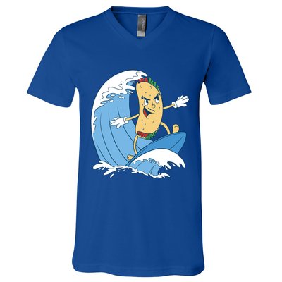 Taco Surfer Surfing Funny V-Neck T-Shirt