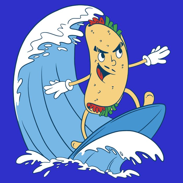 Taco Surfer Surfing Funny Button