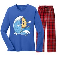 Taco Surfer Surfing Funny Women's Long Sleeve Flannel Pajama Set 