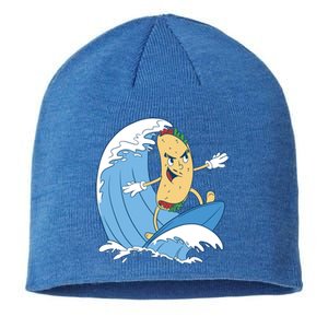 Taco Surfer Surfing Funny Sustainable Beanie