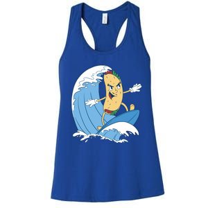 Taco Surfer Surfing Funny Women's Racerback Tank