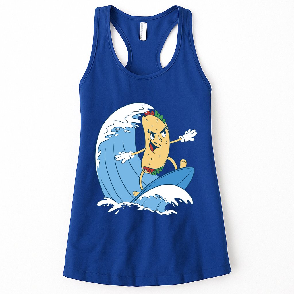 Taco Surfer Surfing Funny Womens Tank Top
