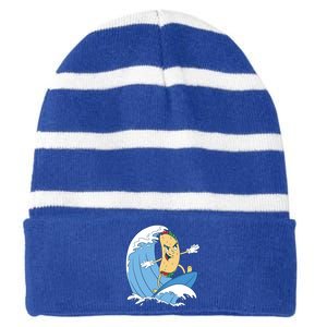 Taco Surfer Surfing Funny Striped Beanie with Solid Band