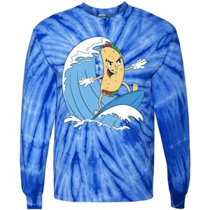 Taco Surfer Surfing Funny Tie-Dye Long Sleeve Shirt