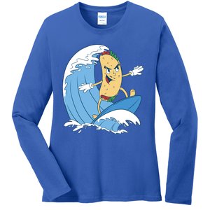 Taco Surfer Surfing Funny Ladies Long Sleeve Shirt