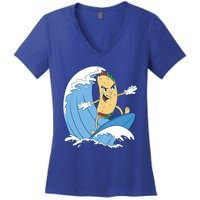 Taco Surfer Surfing Funny Women's V-Neck T-Shirt