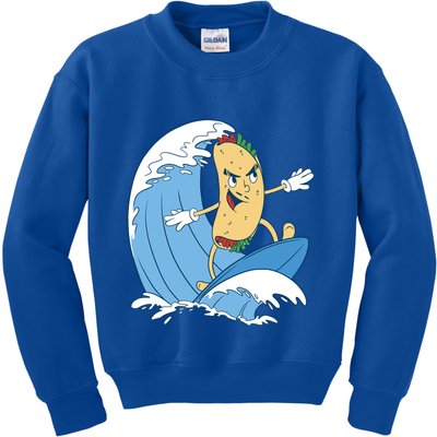 Taco Surfer Surfing Funny Kids Sweatshirt