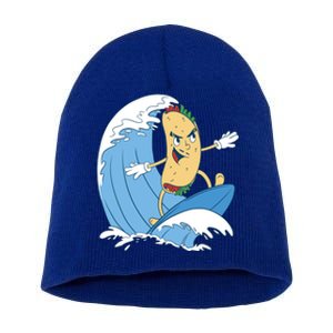 Taco Surfer Surfing Funny Short Acrylic Beanie