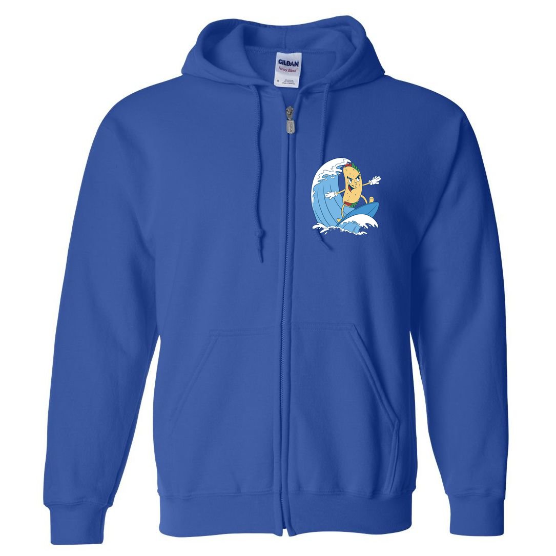 Taco Surfer Surfing Funny Full Zip Hoodie