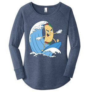 Taco Surfer Surfing Funny Women's Perfect Tri Tunic Long Sleeve Shirt