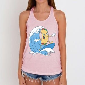 Taco Surfer Surfing Funny Women's Knotted Racerback Tank