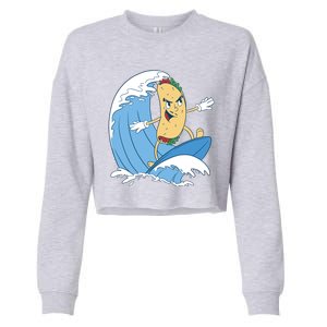 Taco Surfer Surfing Funny Cropped Pullover Crew