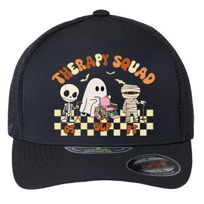 Therapy Squad SLP OT PT Groovy Halloween Speech Physical Flexfit Unipanel Trucker Cap