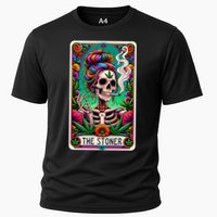 The Stoner Skeleton Tarot Card Funny 420 Cannabis Cooling Performance Crew T-Shirt