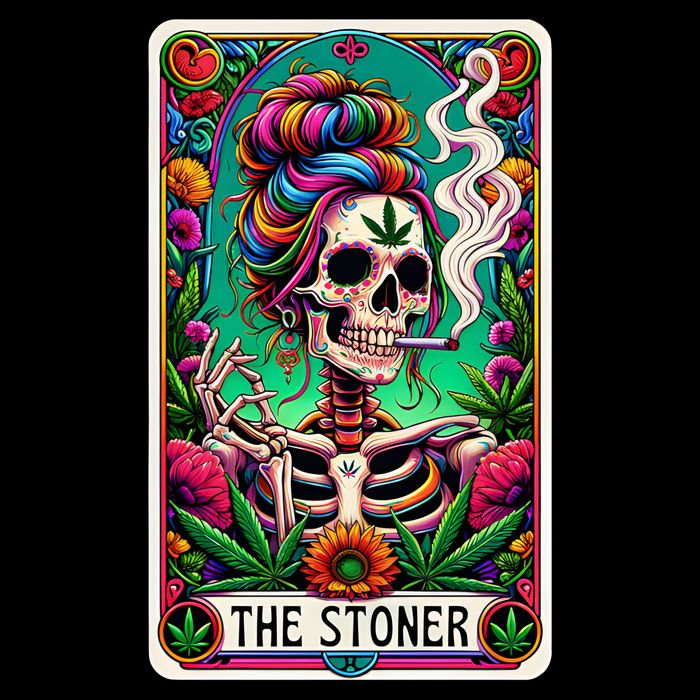 The Stoner Skeleton Tarot Card Funny 420 Cannabis Cooling Performance Crew T-Shirt