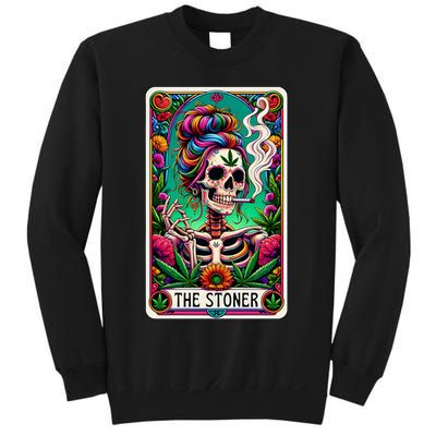 The Stoner Skeleton Tarot Card Funny 420 Cannabis Sweatshirt