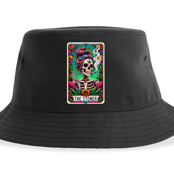 The Stoner Skeleton Tarot Card Funny 420 Cannabis Sustainable Bucket Hat