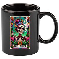 The Stoner Skeleton Tarot Card Funny 420 Cannabis 11oz C Handle Ceramic Mug