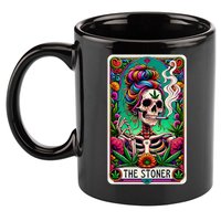 The Stoner Skeleton Tarot Card Funny 420 Cannabis 11oz C Handle Ceramic Mug
