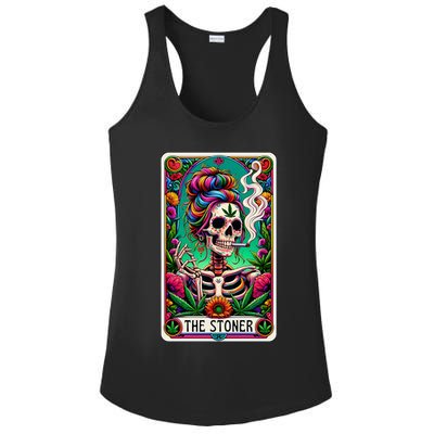 The Stoner Skeleton Tarot Card Funny 420 Cannabis Ladies PosiCharge Competitor Racerback Tank