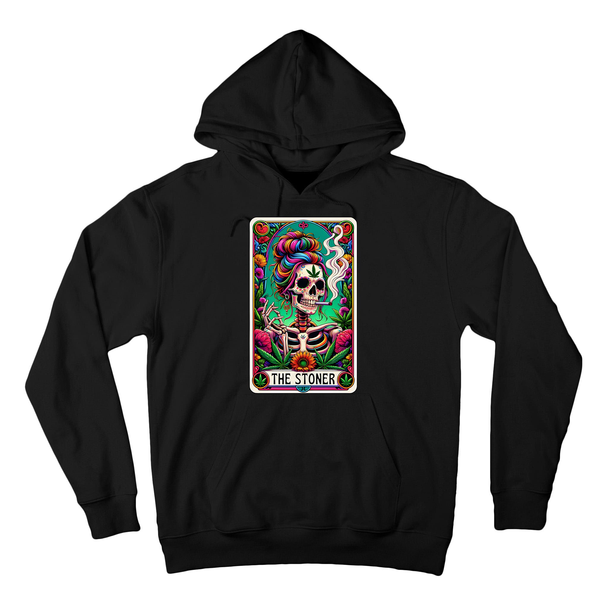 The Stoner Skeleton Tarot Card Funny 420 Cannabis Tall Hoodie