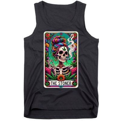 The Stoner Skeleton Tarot Card Funny 420 Cannabis Tank Top