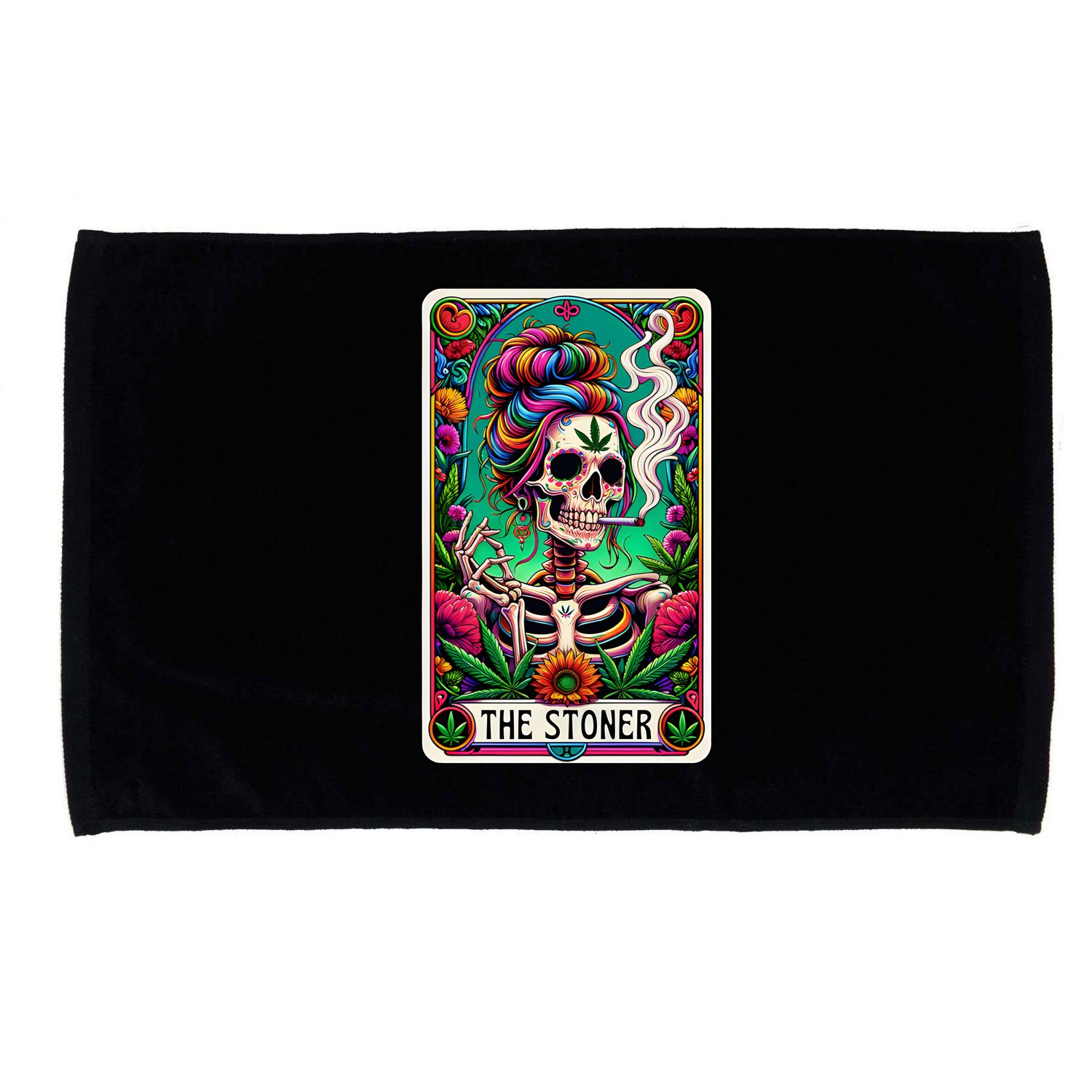 The Stoner Skeleton Tarot Card Funny 420 Cannabis Microfiber Hand Towel