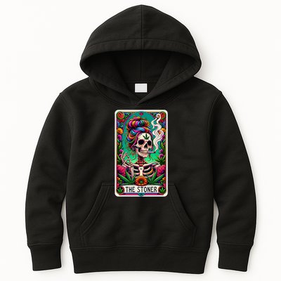 The Stoner Skeleton Tarot Card Funny 420 Cannabis Kids Hoodie