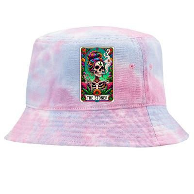 The Stoner Skeleton Tarot Card Funny 420 Cannabis Tie-Dyed Bucket Hat